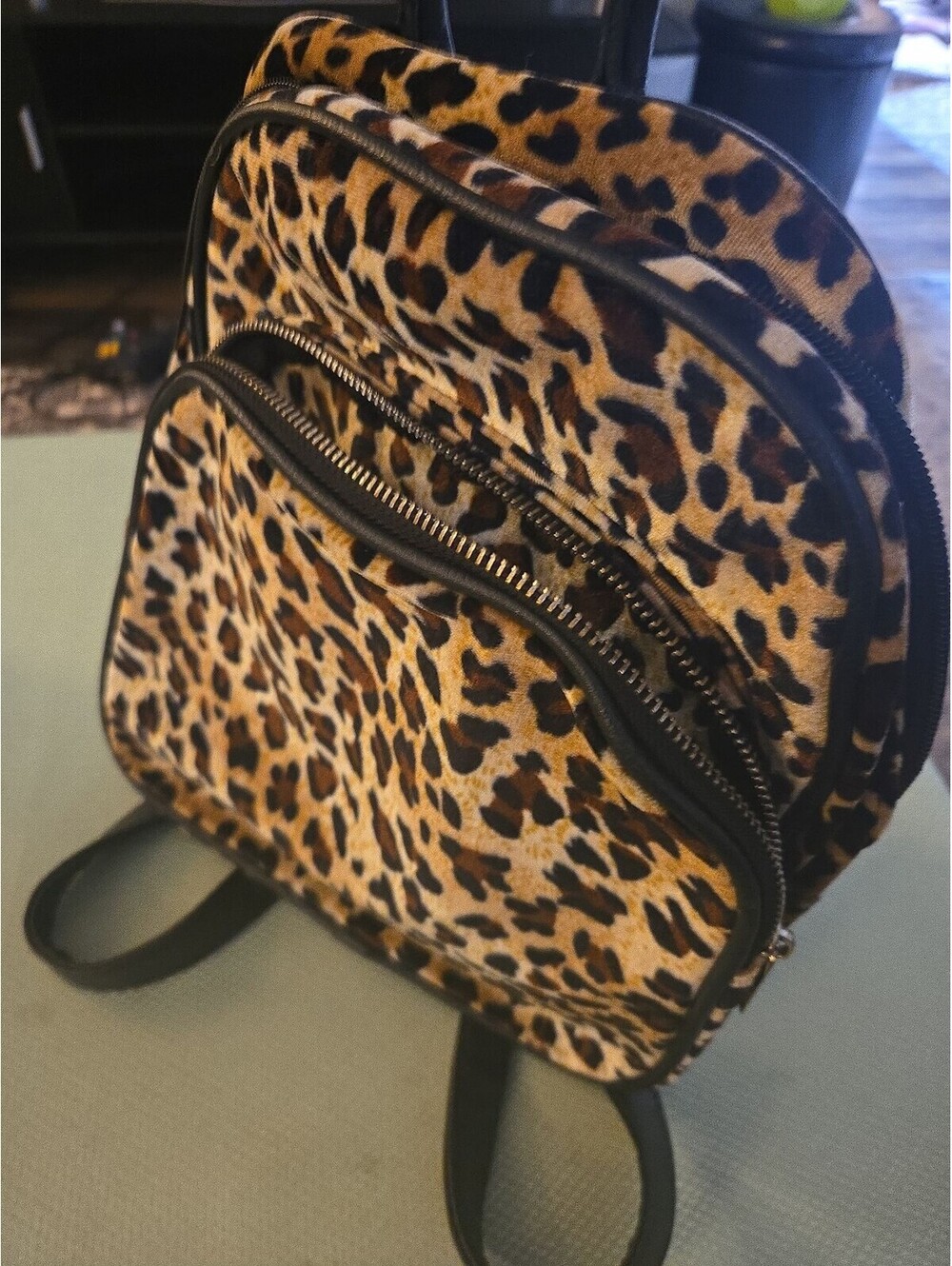 Leopard Print Faux Fur Mini Backpack - Picture 5 of 5
